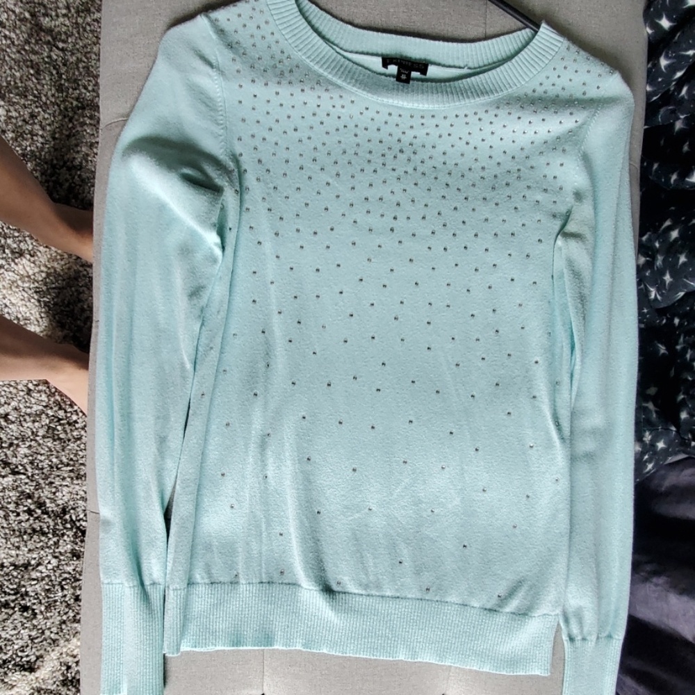 Light blue sweater with rhinestones
